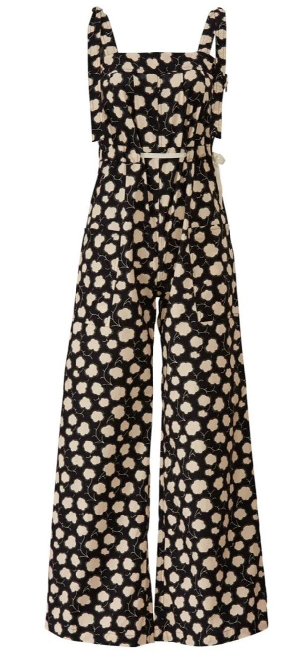 Warm Jessie Black Ink Blot Floral Jumpsuit S